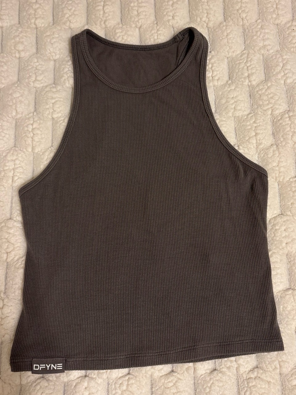 DFYNE Women's Ribbed High-Neck Tank Top - Truffle Size S